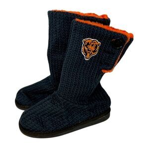 NWT NFL Chicago Bears Forever Collectibles Knit High End Button Boot Slipper S